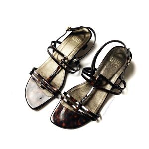 Stuart Weitzman Tortoise Shell Kitten Heel Sandals